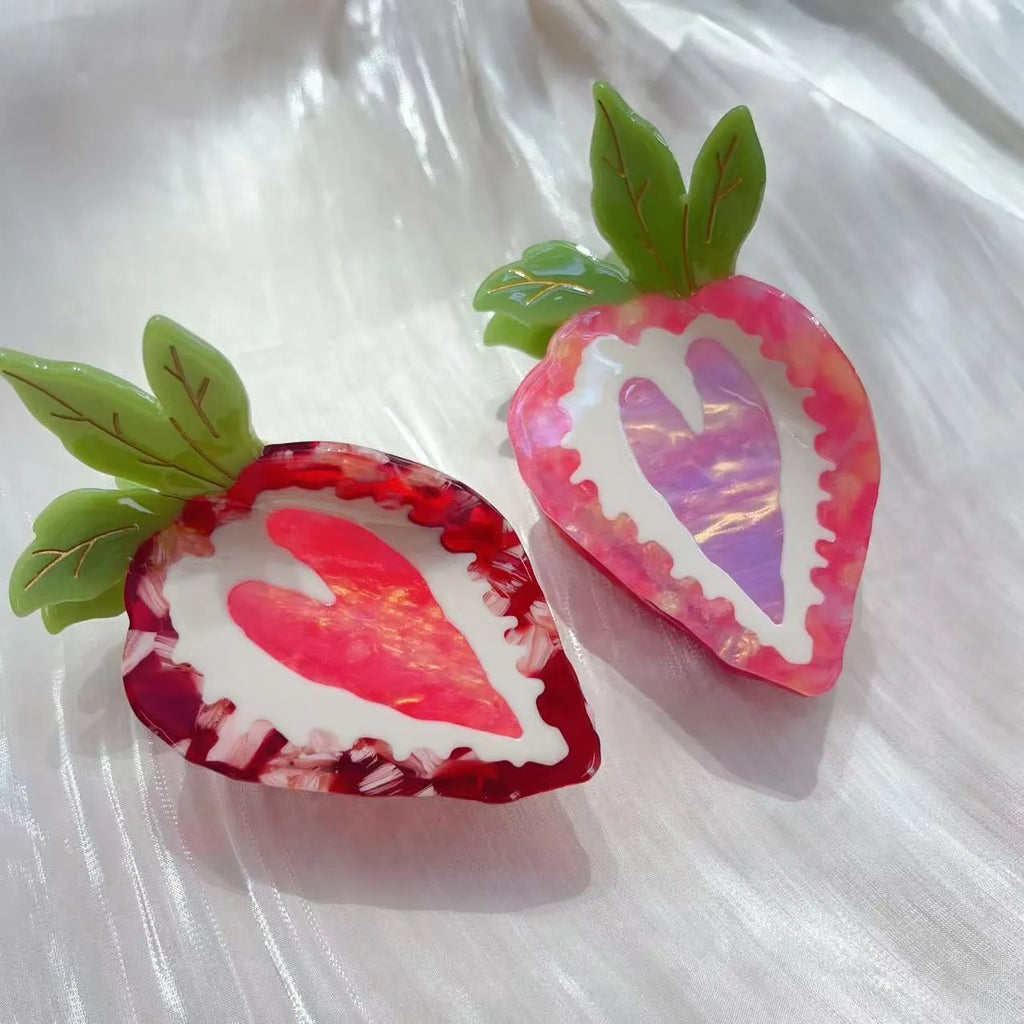 Love Honey strawberry hairpin with pastoral style design in red or pink colours
