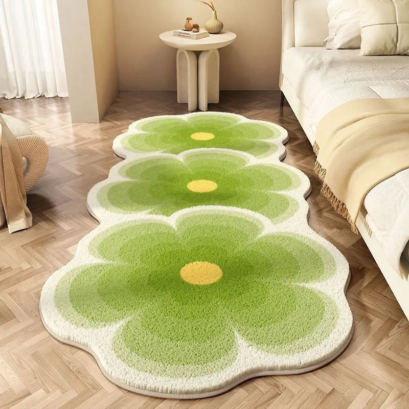 Flower shaped cashmere bedside blanket with cartoon alien design in polyester fibre