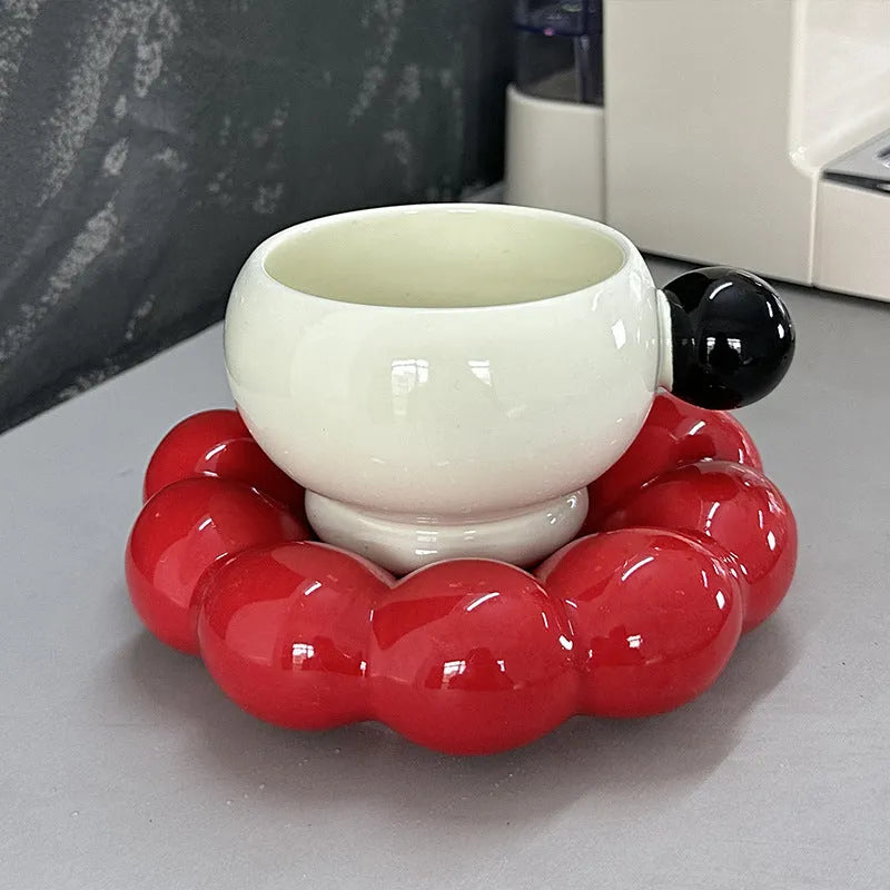 Nordic style ceramic coffee set with 250ml cup and dish in solid colour options