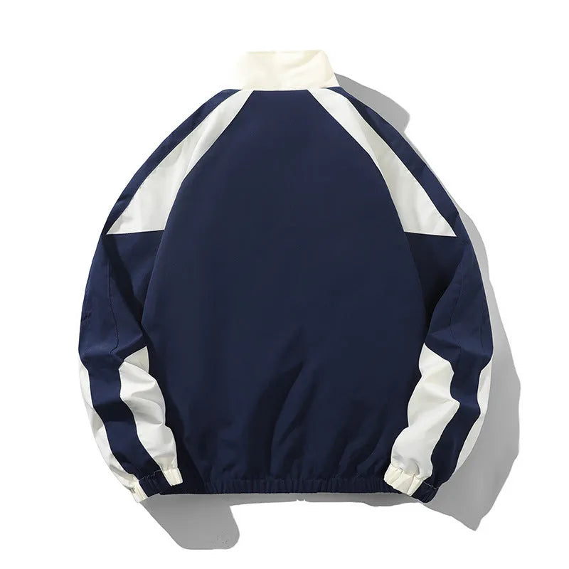 Men's black casual jacket with contrast stitching and side seam pockets