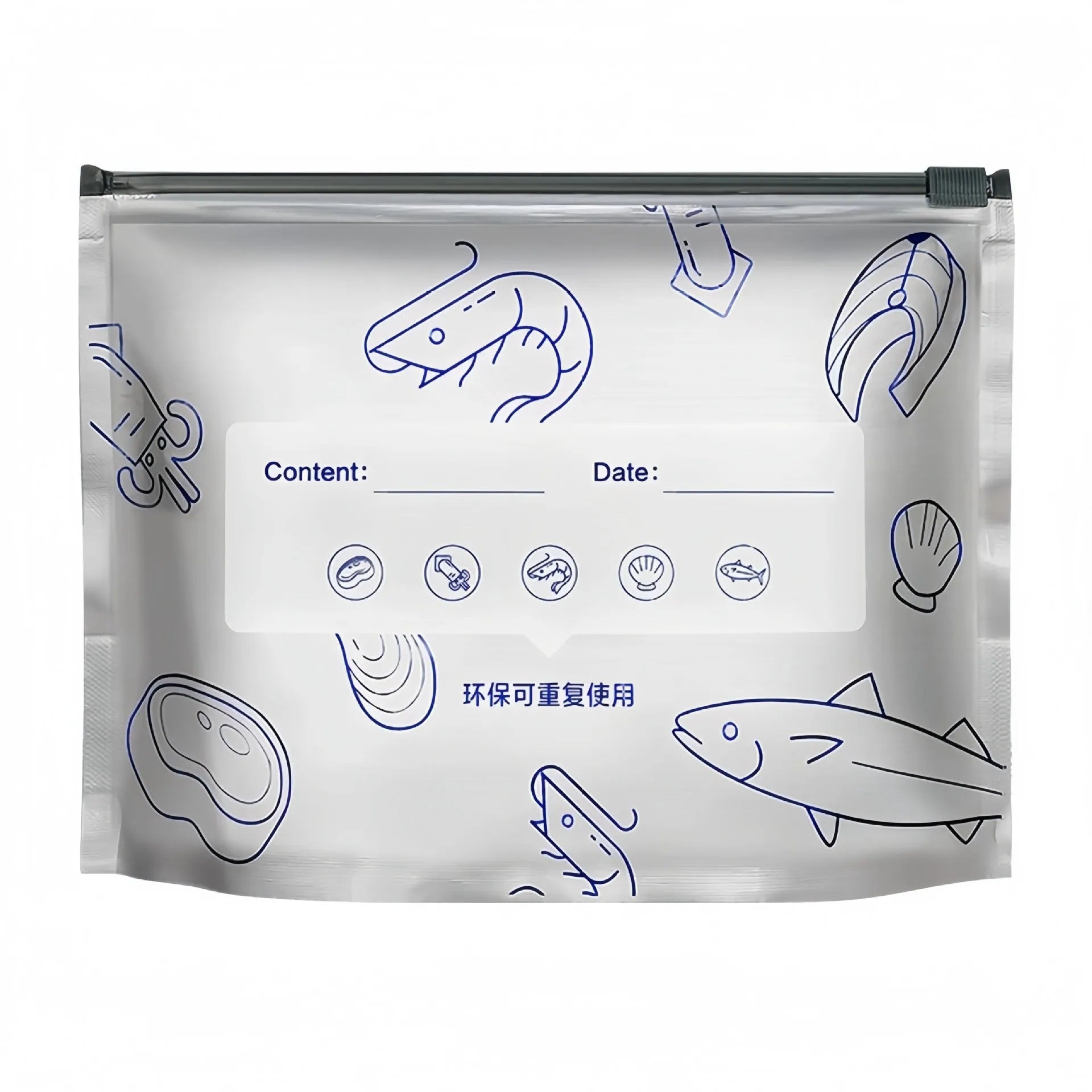 Pack of ten aluminium foil fresh-keeping bags in three sizes: small, medium, and large.
