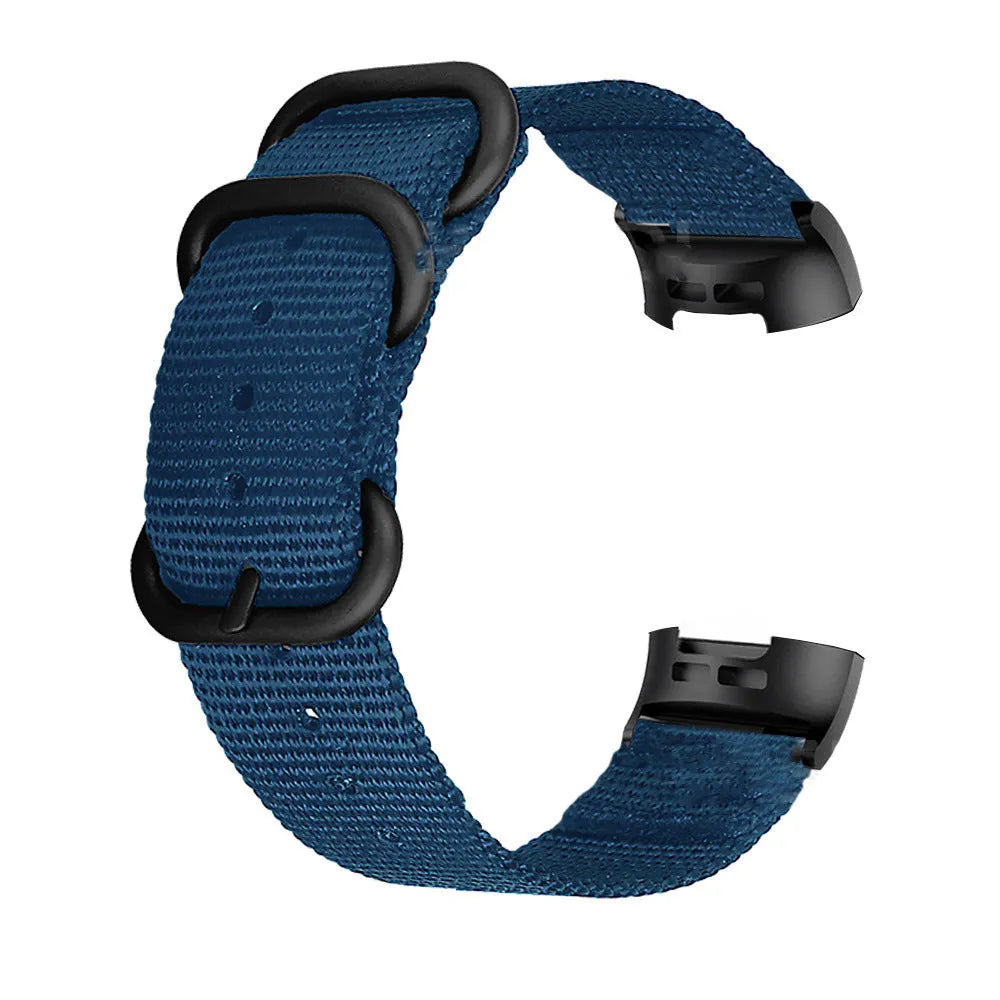 Army Green nylon three-ring buckle replacement strap for Fitbit Charge fitness trackers