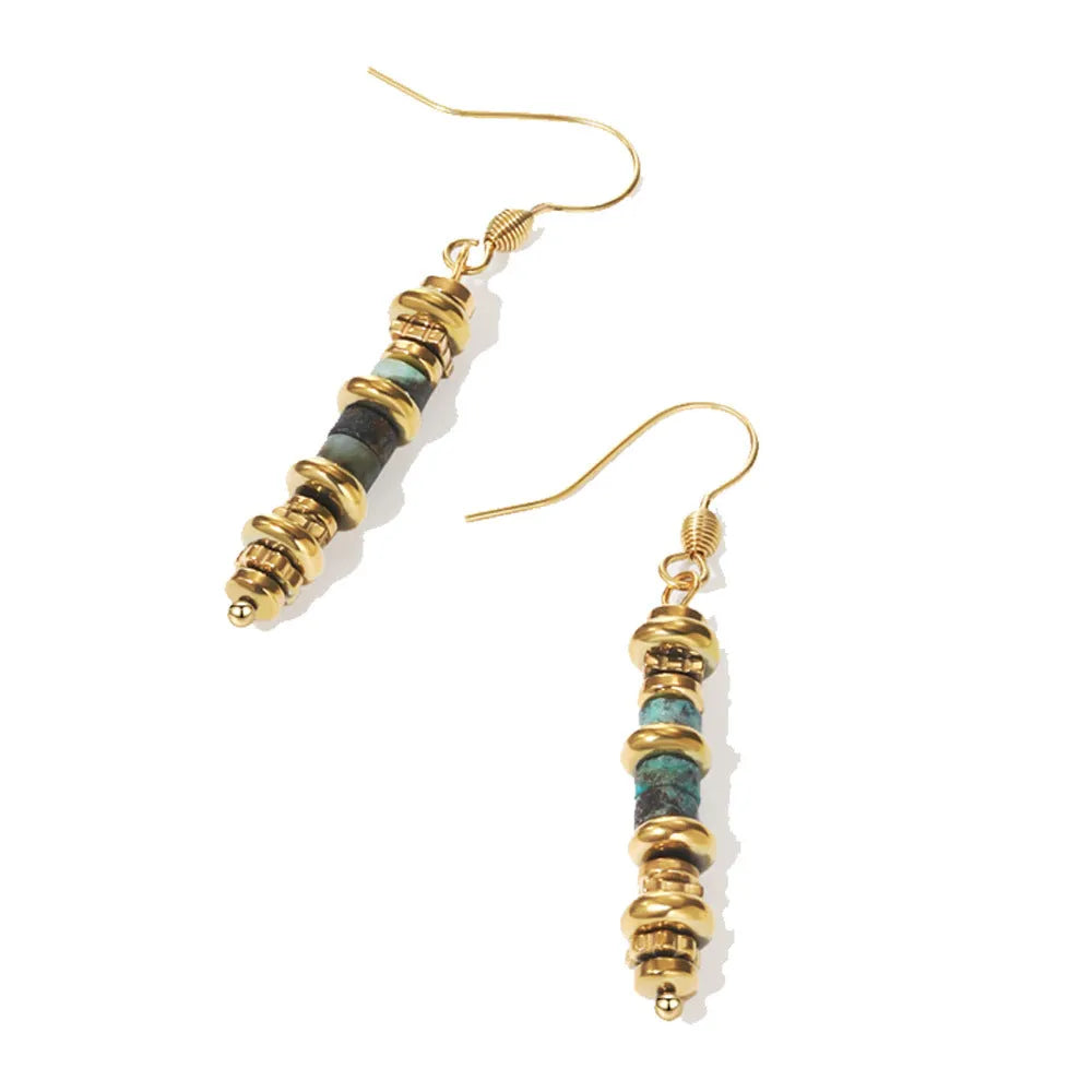 Geometric retro-style dangle earrings made from 18K titanium steel, colour SE22101520.