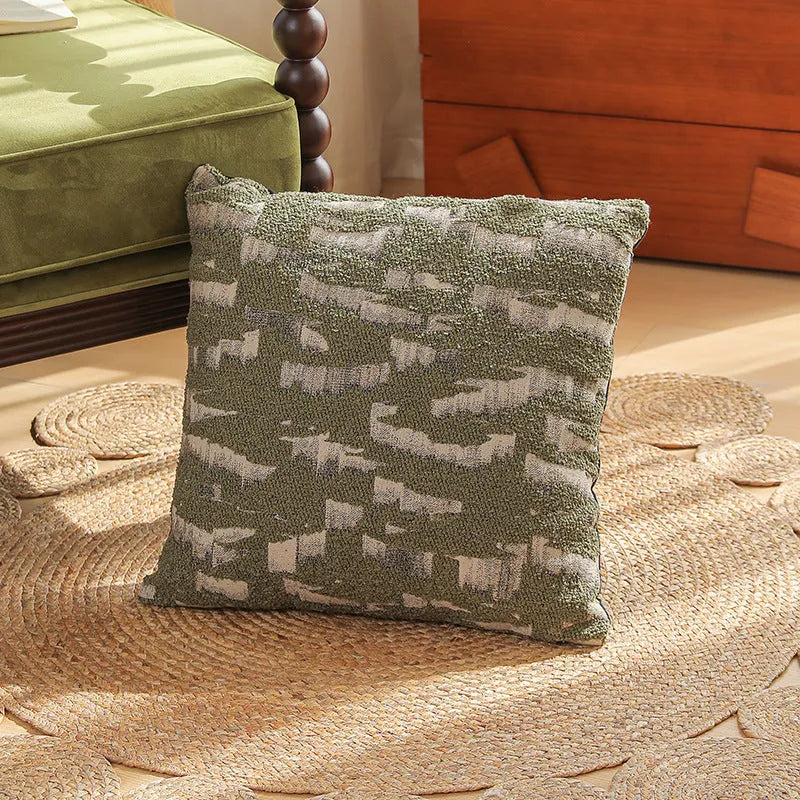 45cm square jacquard cushion cover with retro plant and flower pattern in various colours.
