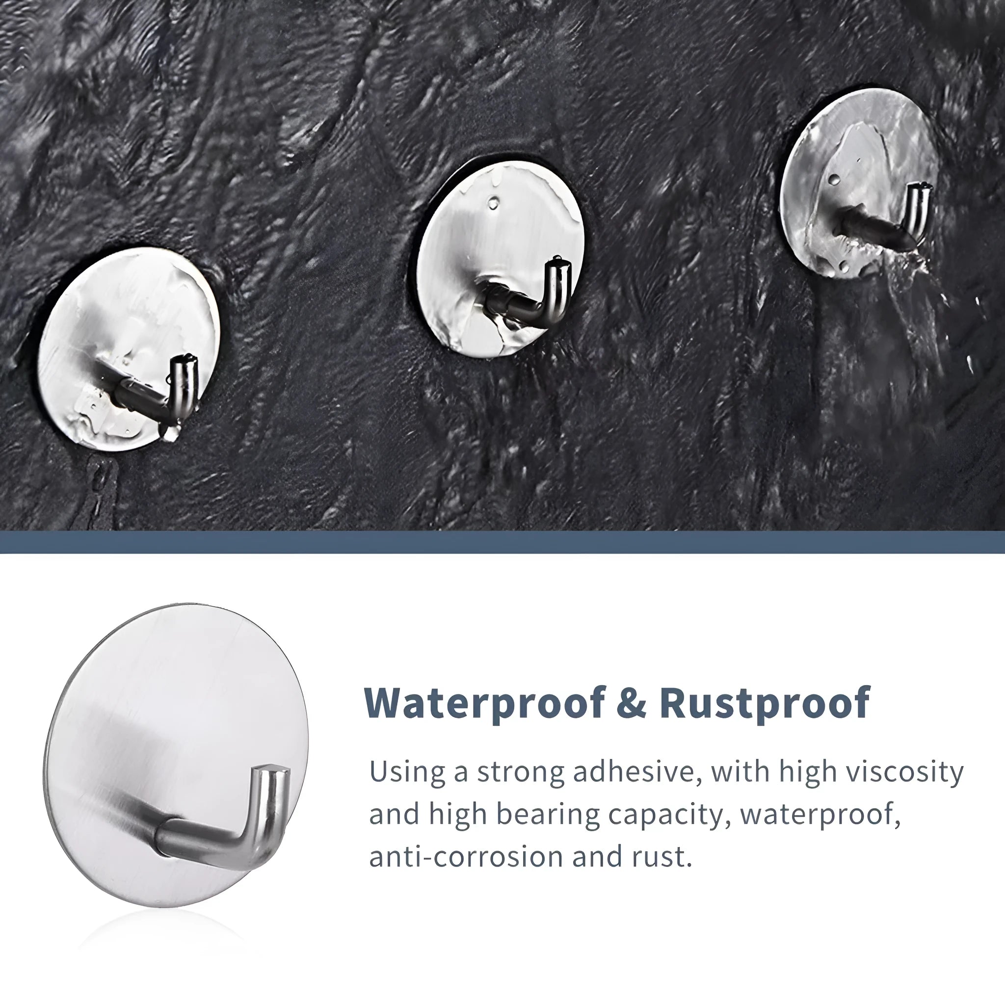 Stainless steel self-adhesive hook for bathroom and kitchen with 3kg capacity