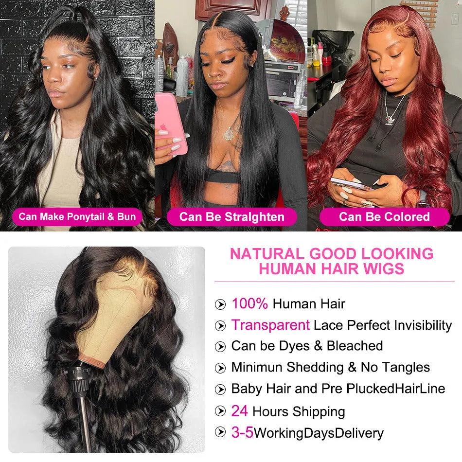Black long curly synthetic wig with side bangs and a lace front, shown on a mannequin head.