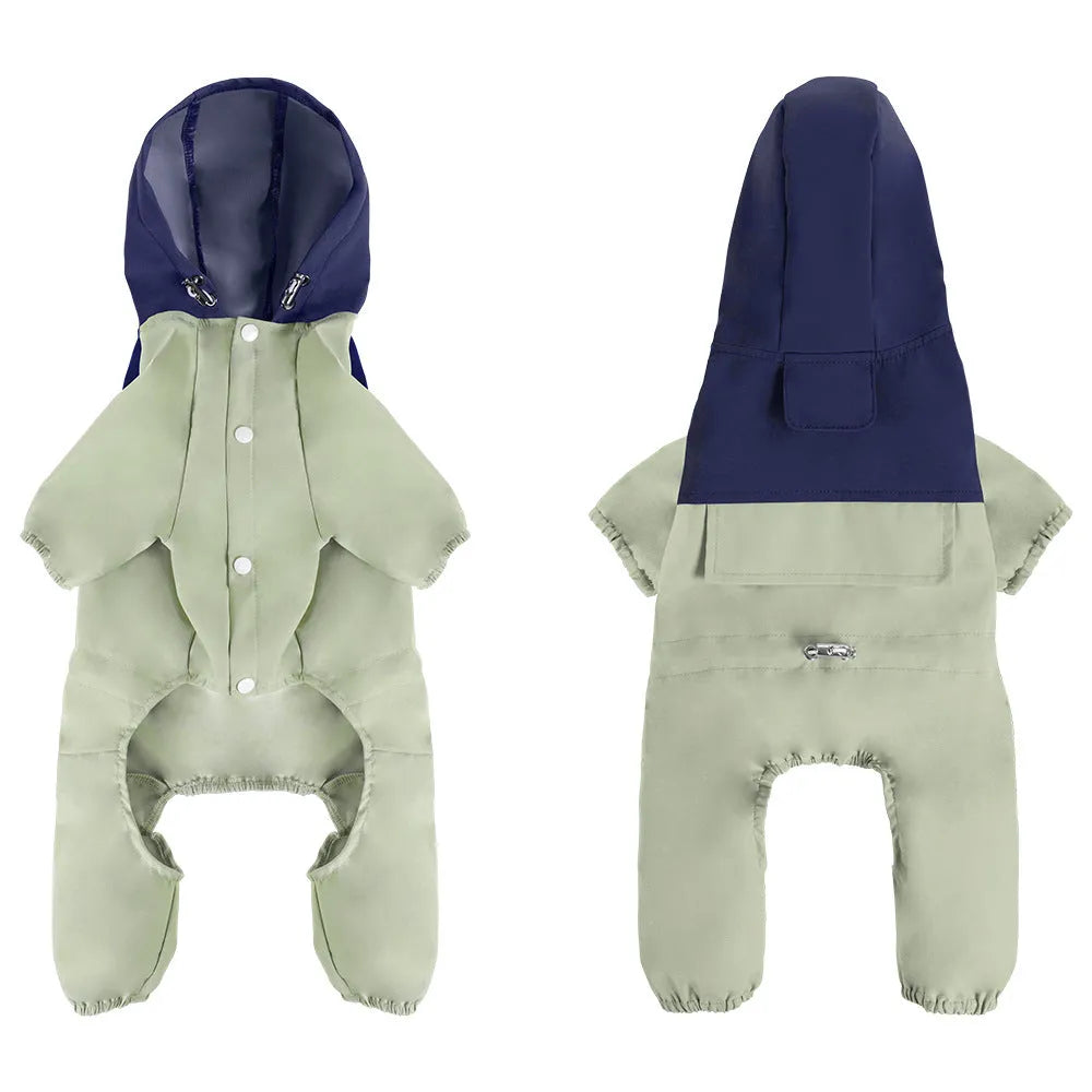 British style polyester dog waterproof jacket for small and medium breeds in khaki colour