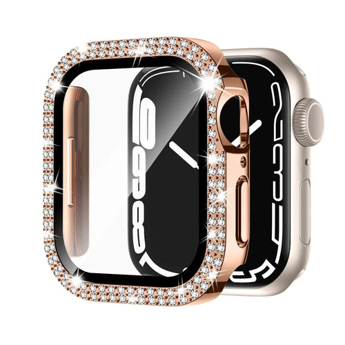 Apple Watch case with double diamond glass screen protector and flip-up privacy cover in multiple colour options
