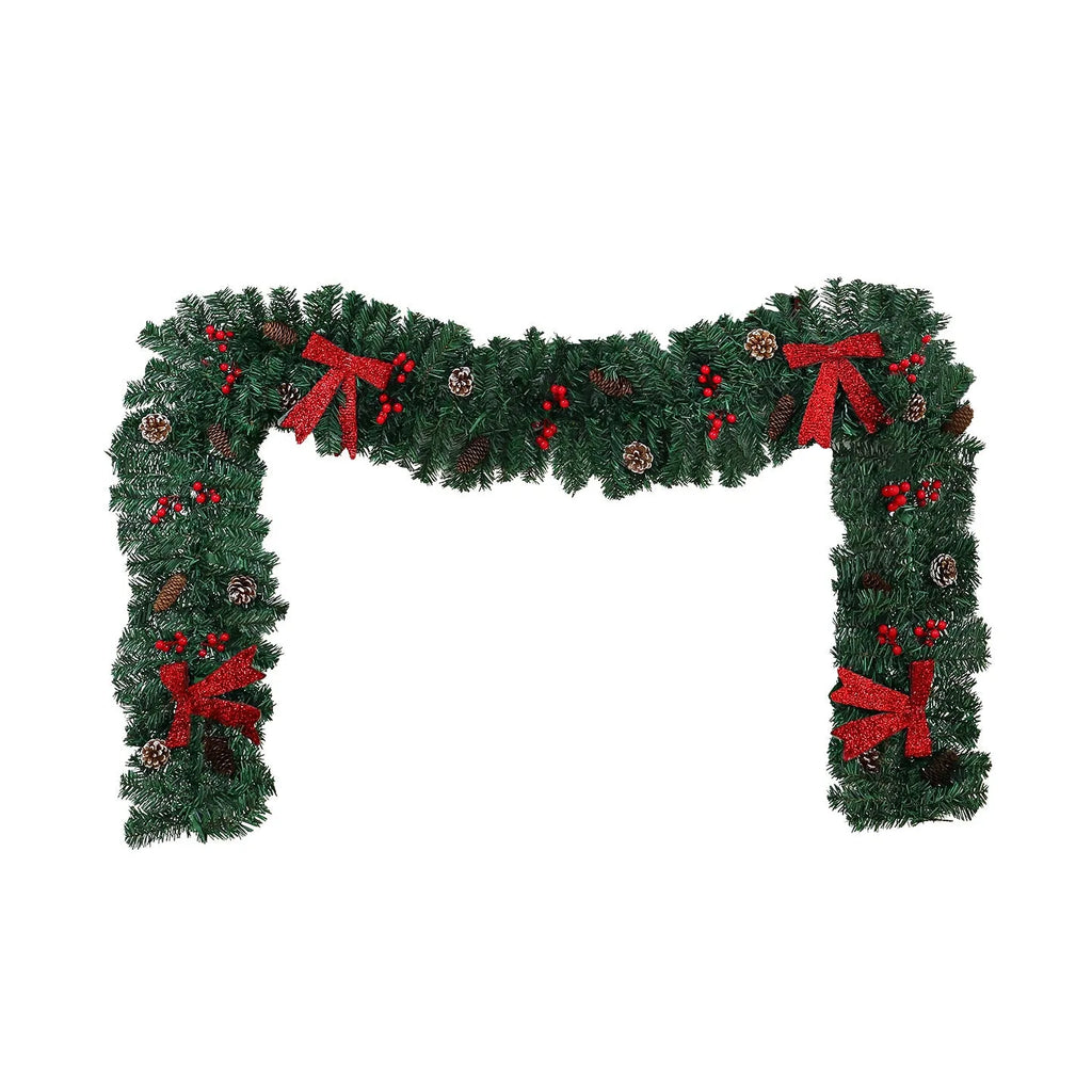 Rattan pine cone bow Christmas decorative showcase with European style design and PVC construction