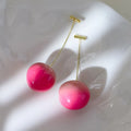 Acrylic peach fruit earrings with copper posts in small and large size options