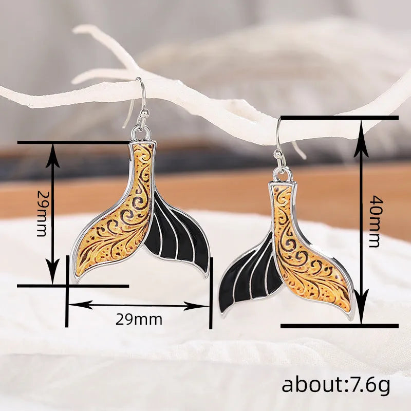 Women's Fishtail earrings with Whale design in White Gold E4143 alloy metal