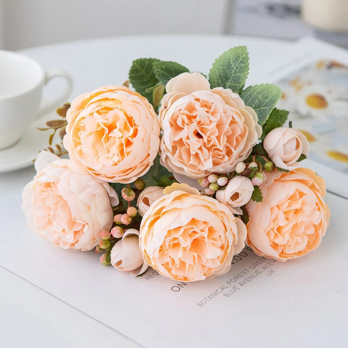Artificial peony silk flower bouquet in multiple colours for wedding and home decoration