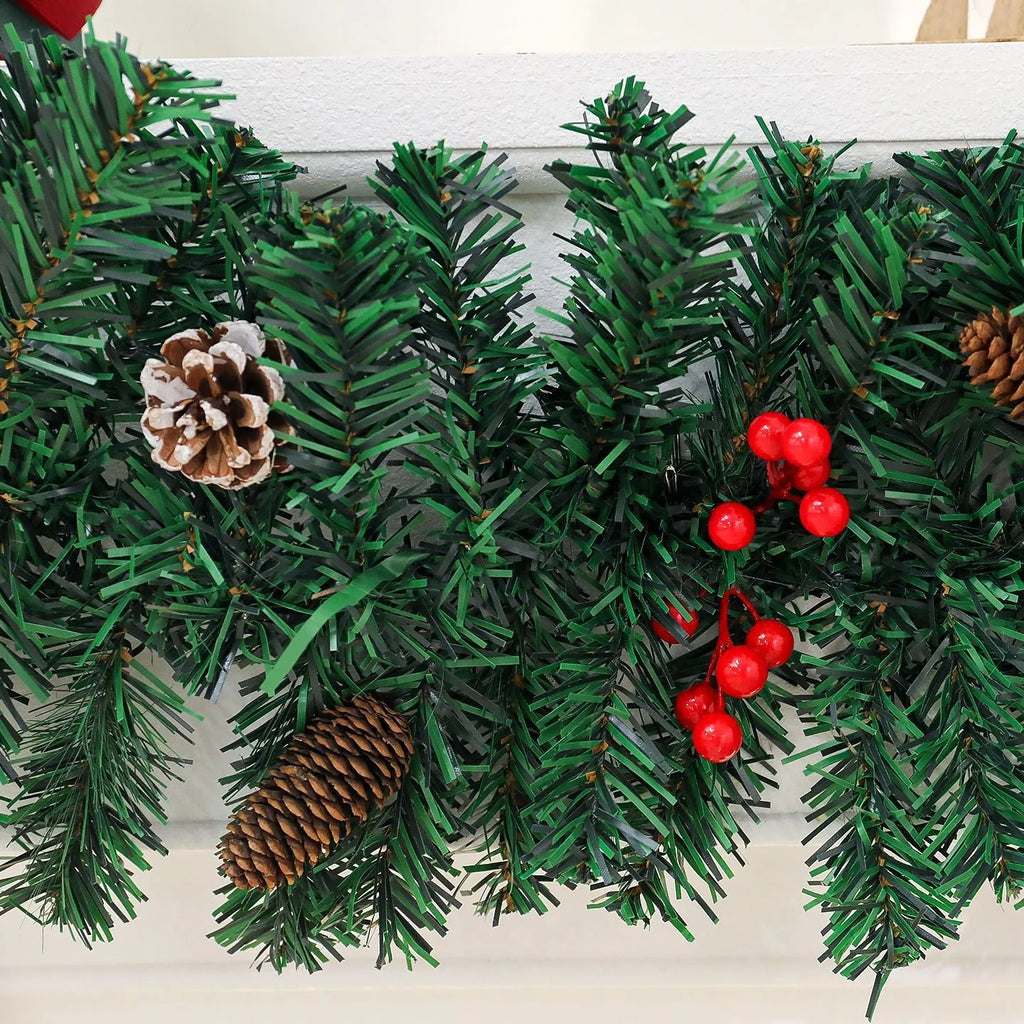 Rattan pine cone bow Christmas decorative showcase with European style design and PVC construction