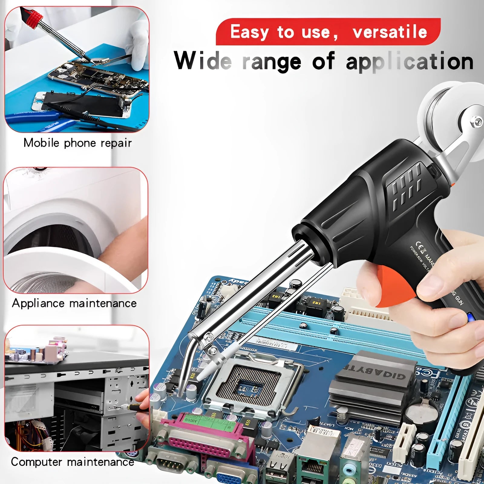 Black G102 outer H5 soldering gun with integrated light, alloy body construction