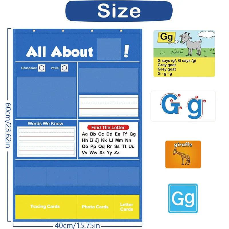 Alphabet learning chart educational toy with cards and songs for child vocabulary building