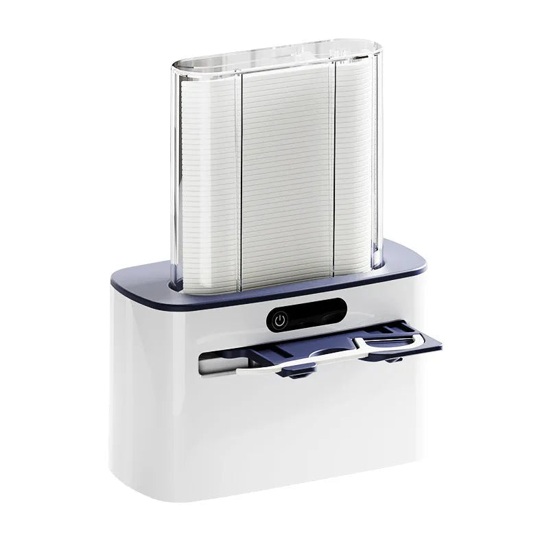 Dark grey automatic electric dental floss box with rechargeable battery and floss refills