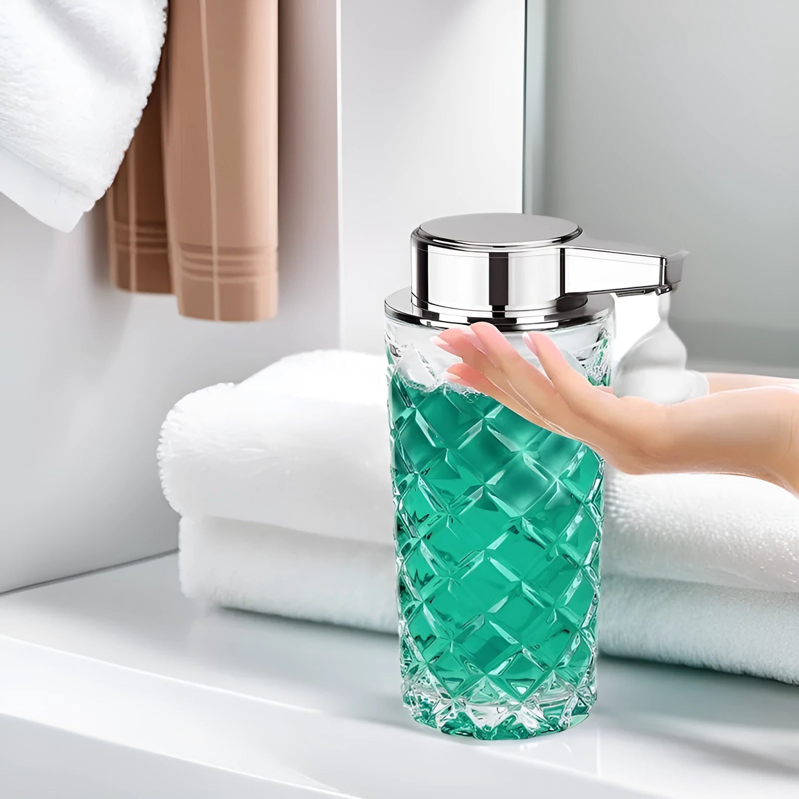 Automatic sensor soap dispenser with PET shell and silver plating in foam and thick liquid models