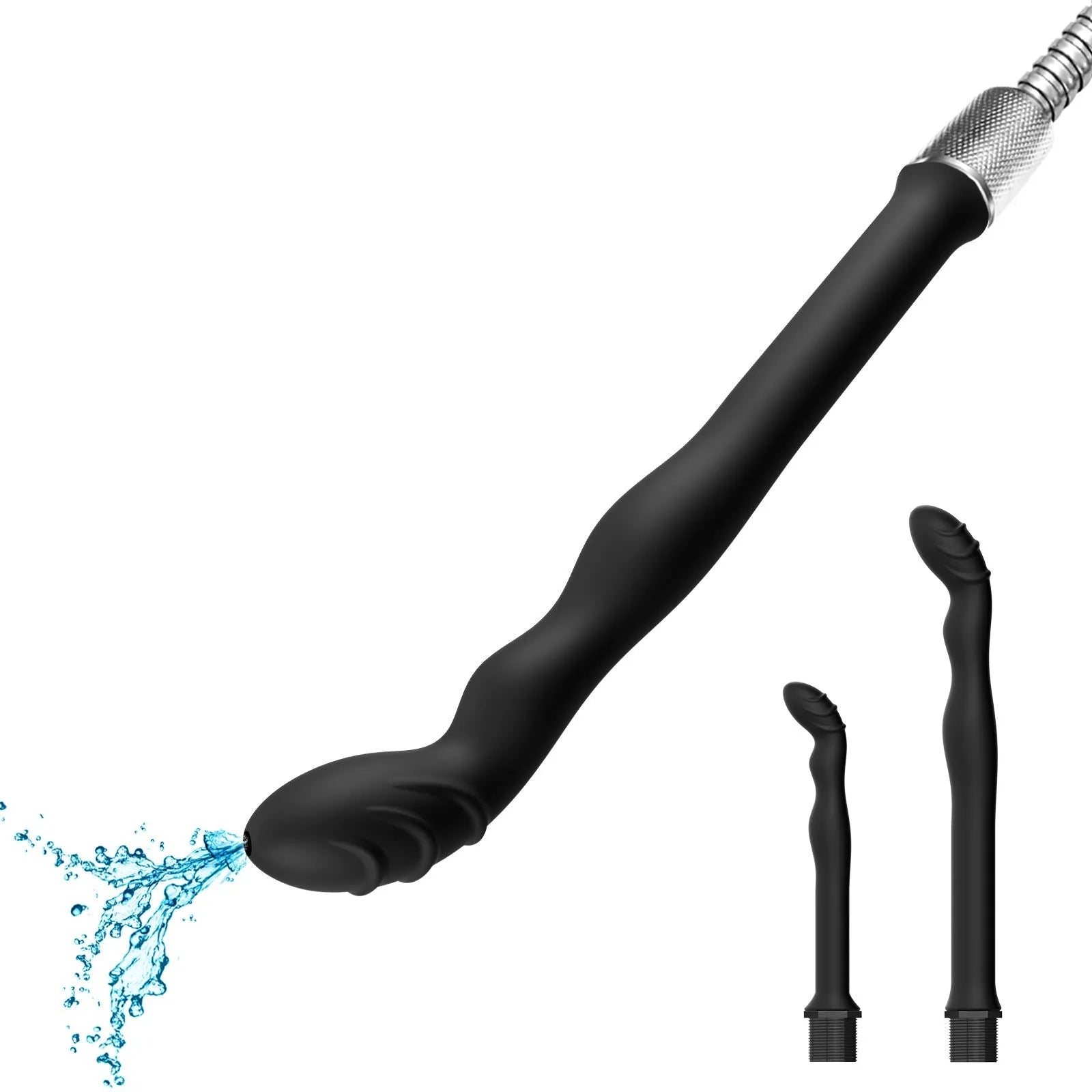 Black silicone hosepipe flusher enema kit for rectal cleaning