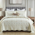 European-style cotton embroidery bed cover three-piece set with embroidered details on pure cotton fabric