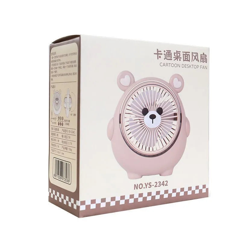 Dog-themed USB desktop electric fan showing dog design elements with three speed settings
