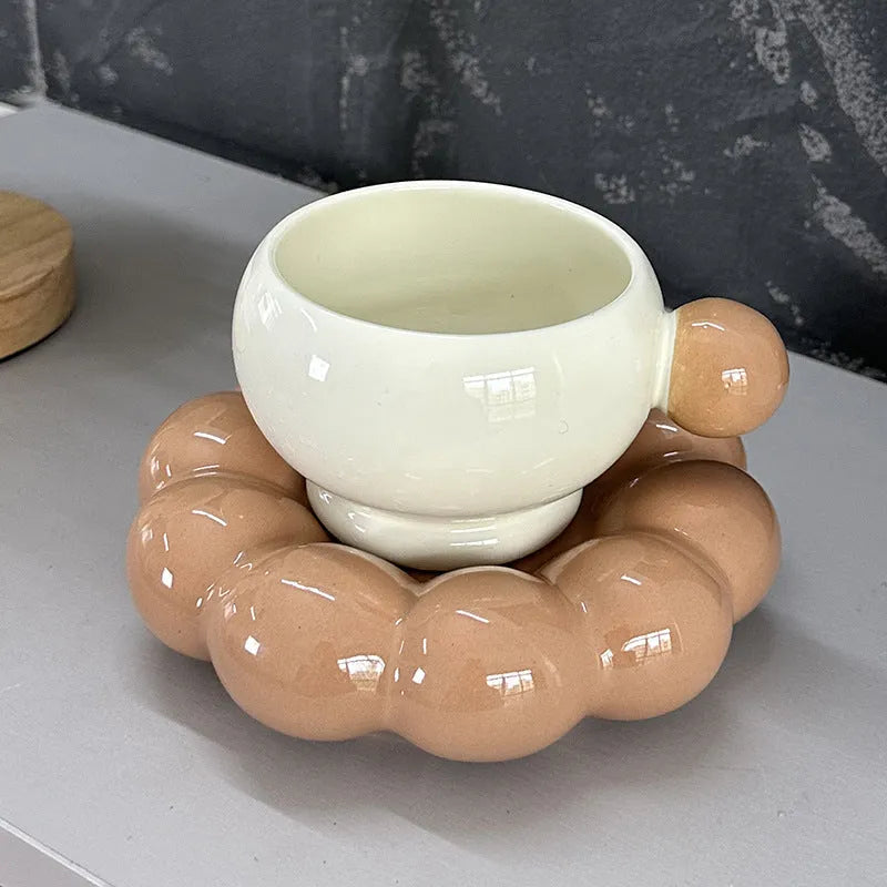 Nordic style ceramic coffee set with 250ml cup and dish in solid colour options