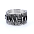 Dark punk-style geometric titanium steel double ring in retro colour on a U-shaped band.