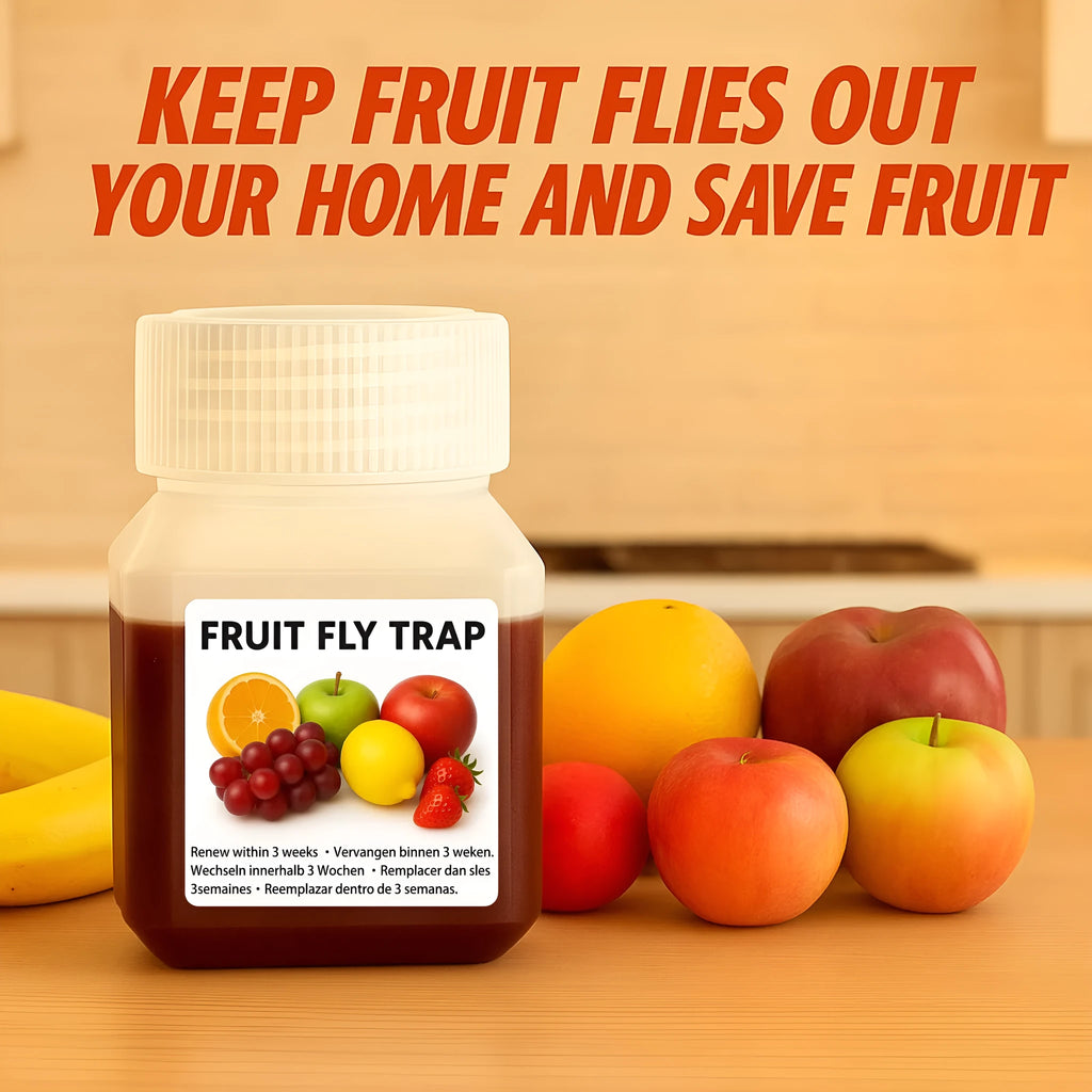 Fruit fly bait liquid bottle with specification options including with and without funnel accessories