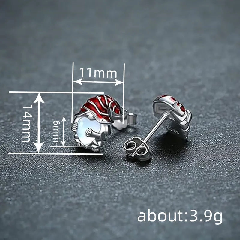 Women's Santa Claus heart shaped earrings in a white gold colour on a copper base.