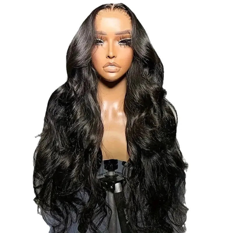 Black big wave lace wig head cover on display showing full texture and lace base construction