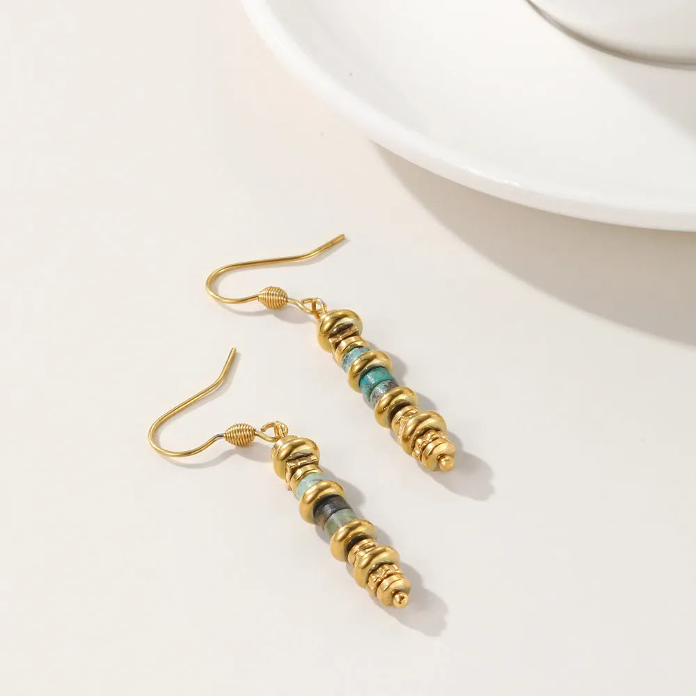 Geometric retro-style dangle earrings made from 18K titanium steel, colour SE22101520.