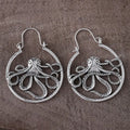 Vintage octopus earrings in antique silver colour with detailed animal zodiac design