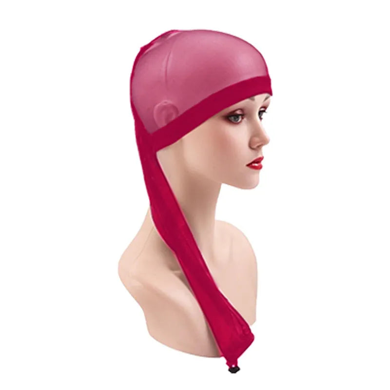 High elasticity spandex wig mesh cap in breathable mesh design on a white background