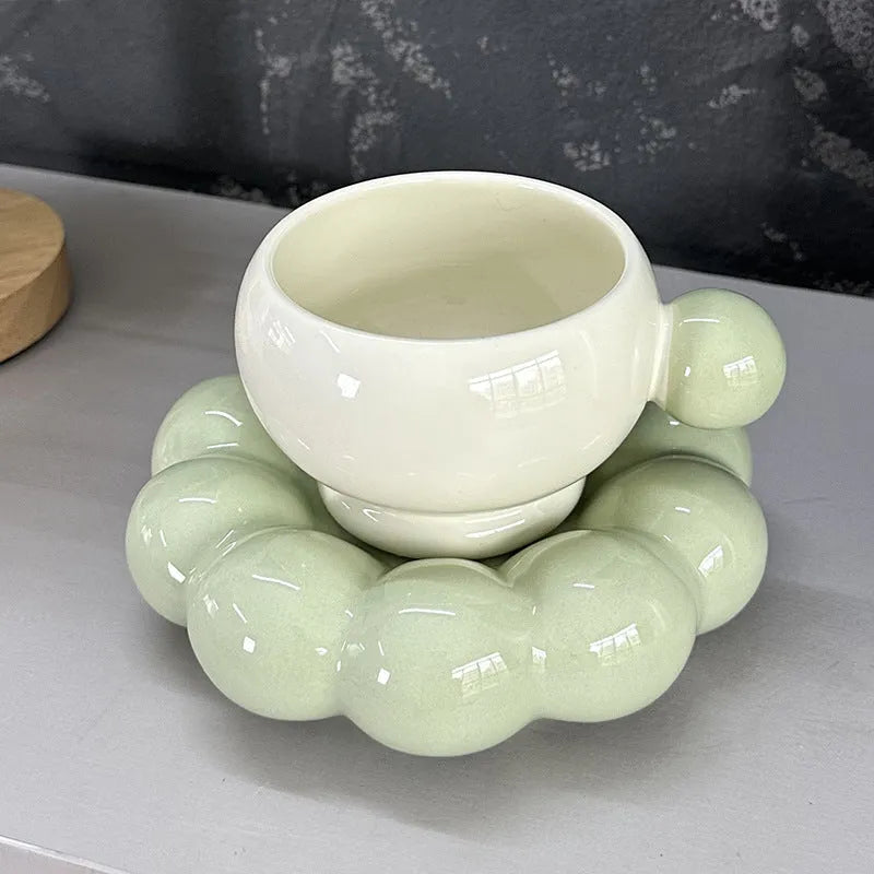 Nordic style ceramic coffee set with 250ml cup and dish in solid colour options
