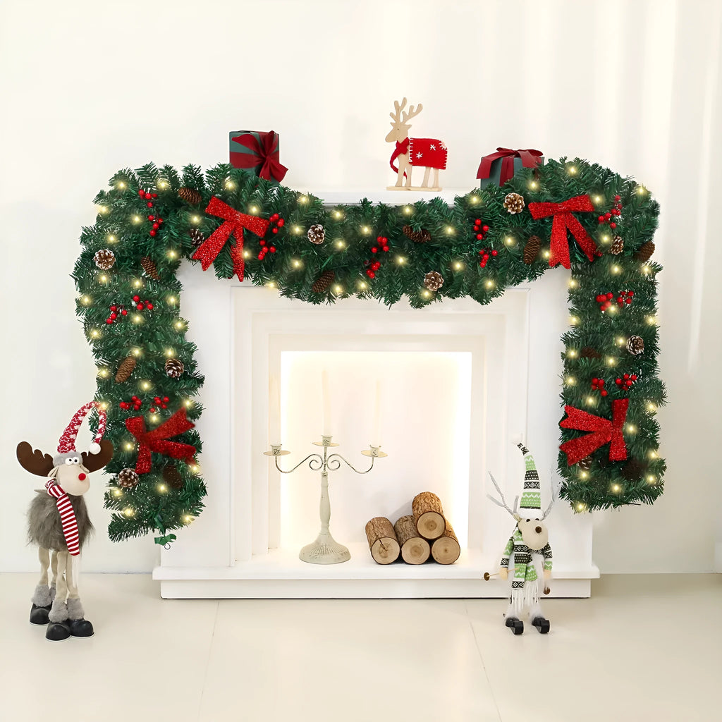 Rattan pine cone bow Christmas decorative showcase with European style design and PVC construction