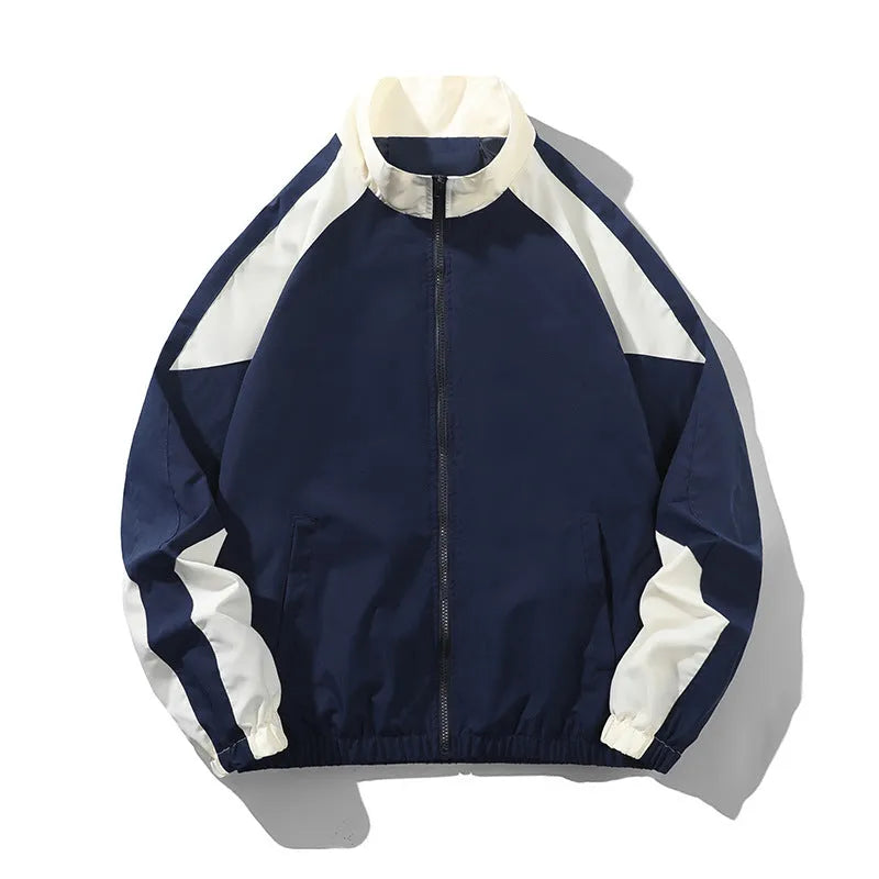 Men's black casual jacket with contrast stitching and side seam pockets