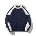 Men's black casual jacket with contrast stitching and side seam pockets