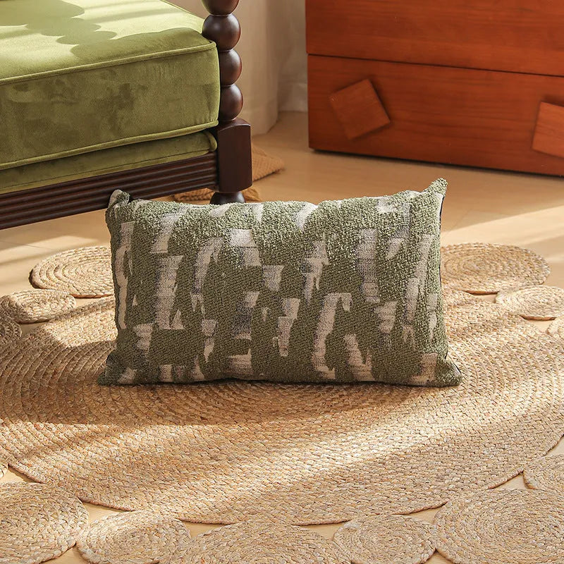 45cm square jacquard cushion cover with retro plant and flower pattern in various colours.