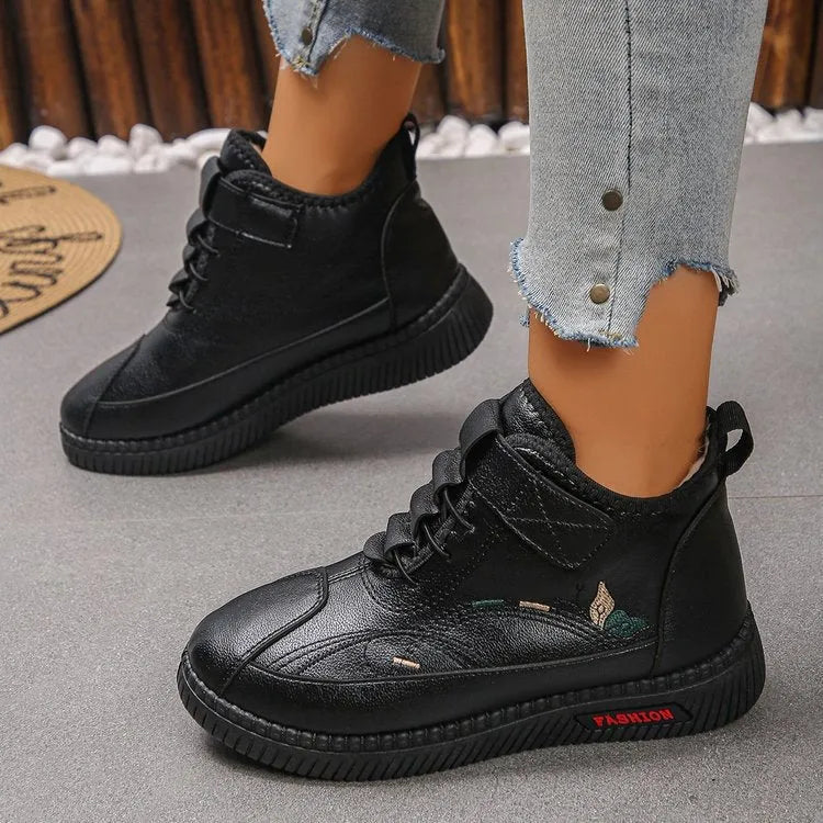 Women's black velvet slipper shoes with rubber sole and hollow out design elements