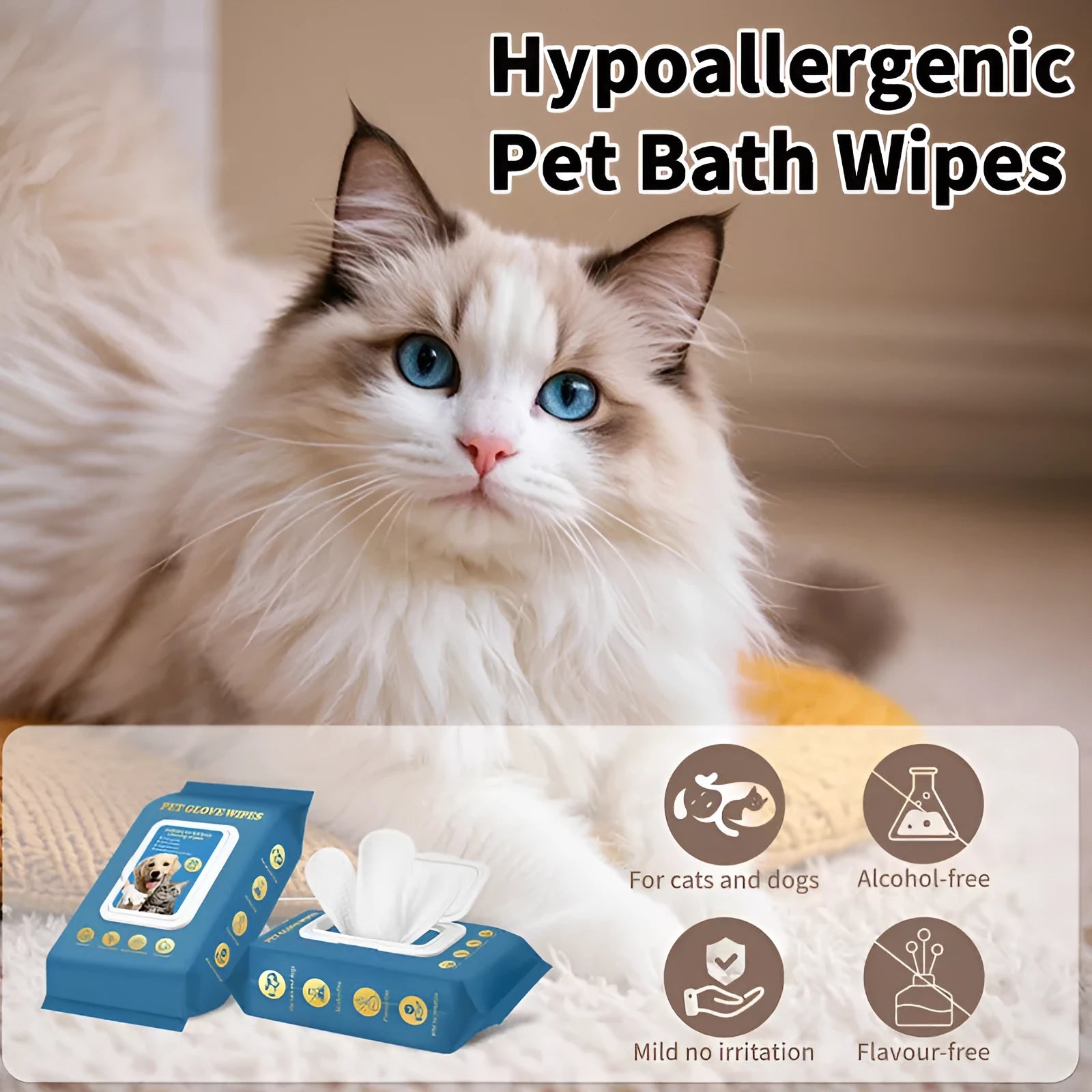 Disposable gloves for pet cat and dog care during bathing and cleaning tasks