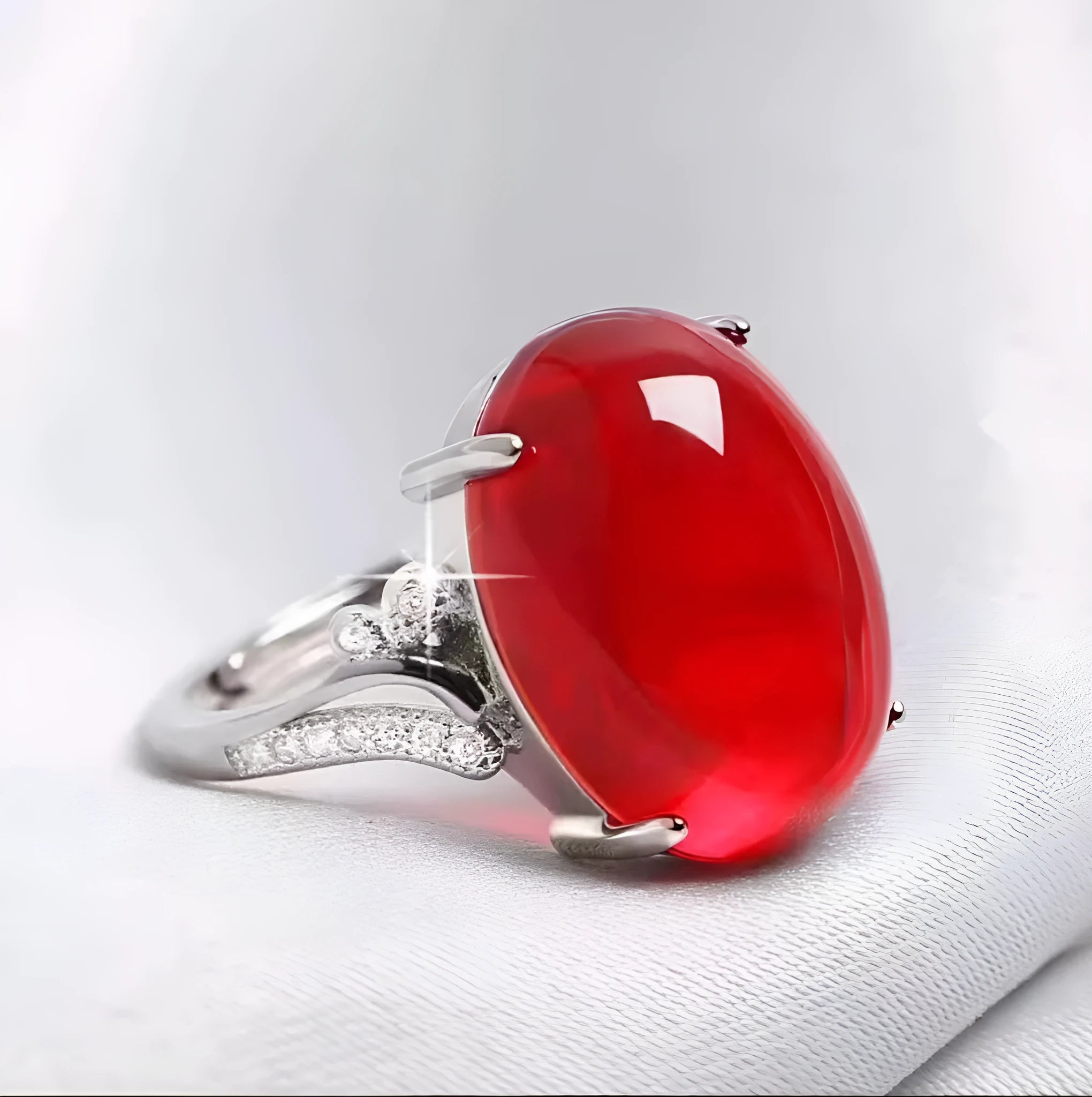 Adjustable geometric alloy ring with a natural sapphire style, shown in multiple colour options.