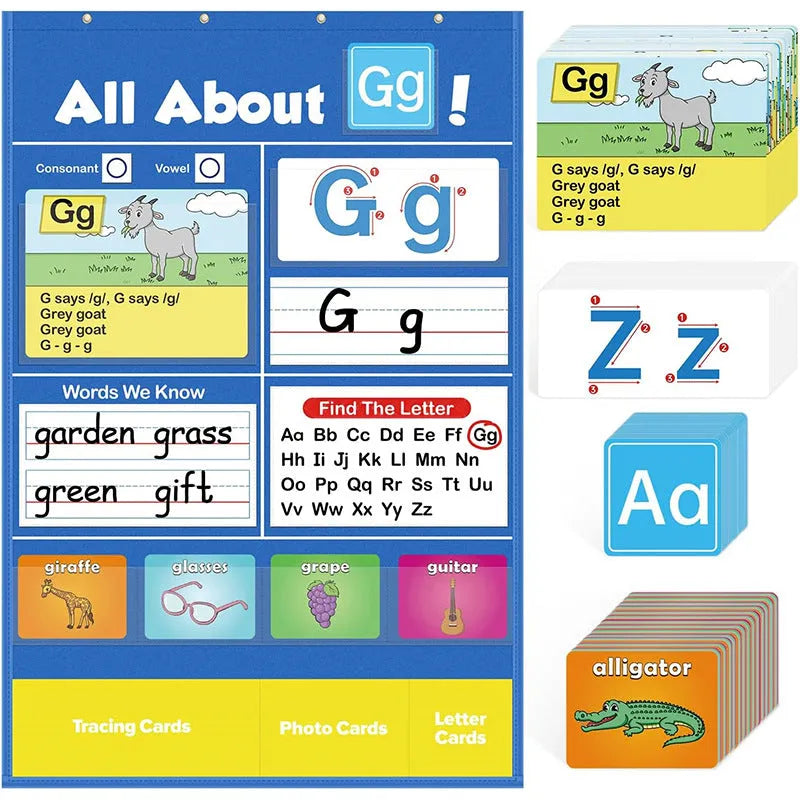 Alphabet learning chart educational toy with cards and songs for child vocabulary building