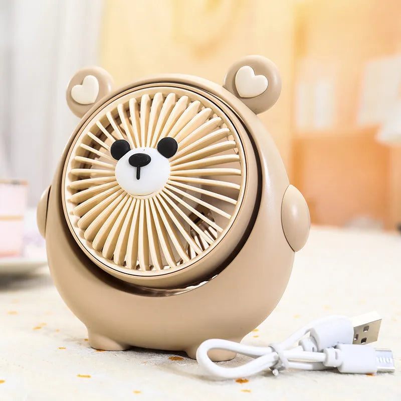 Dog-themed USB desktop electric fan showing dog design elements with three speed settings