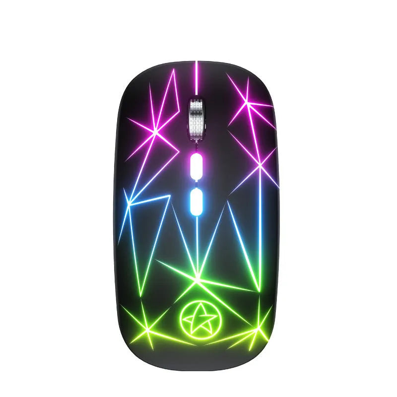 Wireless Bluetooth mouse with dual-mode connectivity and luminous charging indicator in black colour