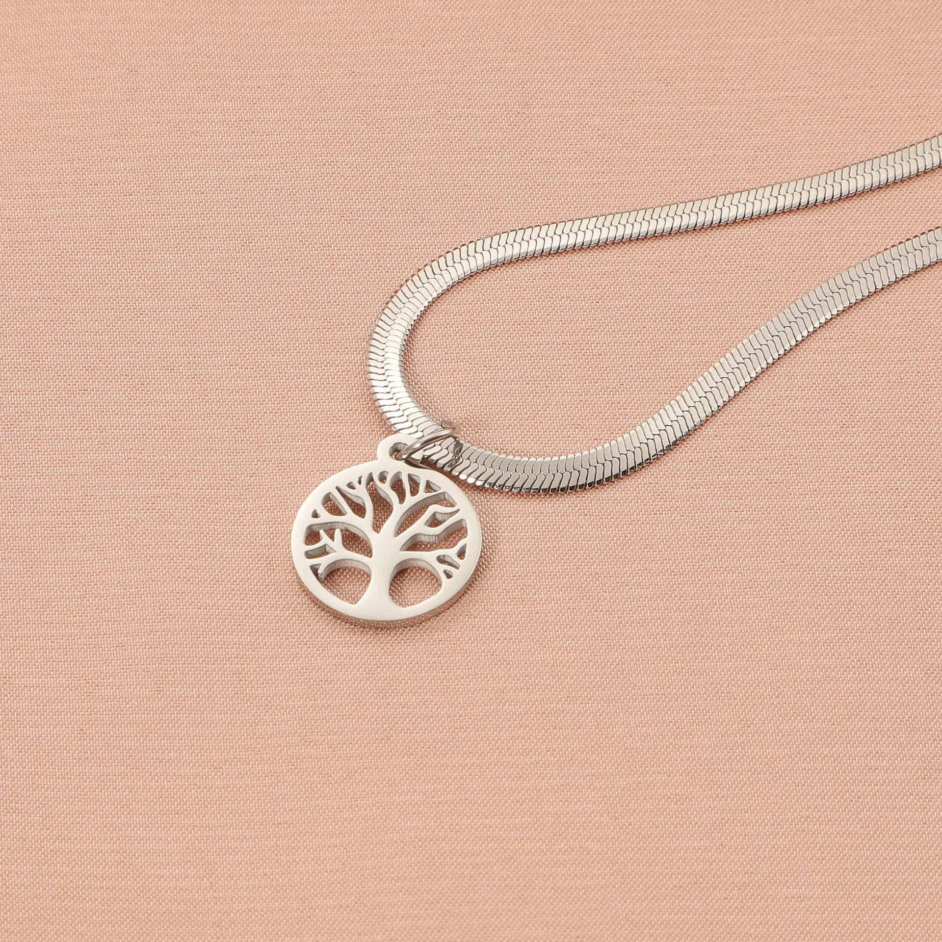 Stainless steel lucky tree necklace with adjustable chain and titanium steel pendant