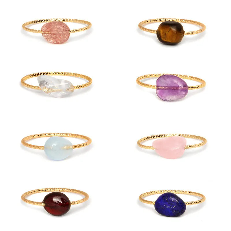 Geometric women's agate ring with original design in one of eight coloured stone variants.