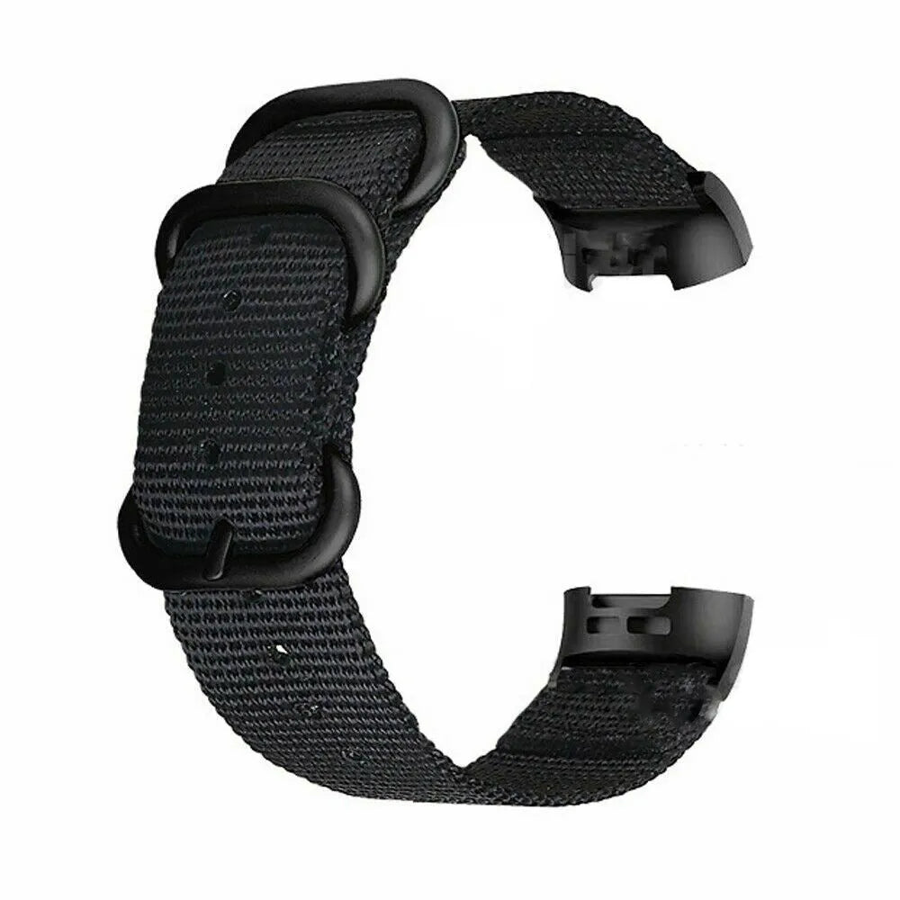 Army Green nylon three-ring buckle replacement strap for Fitbit Charge fitness trackers