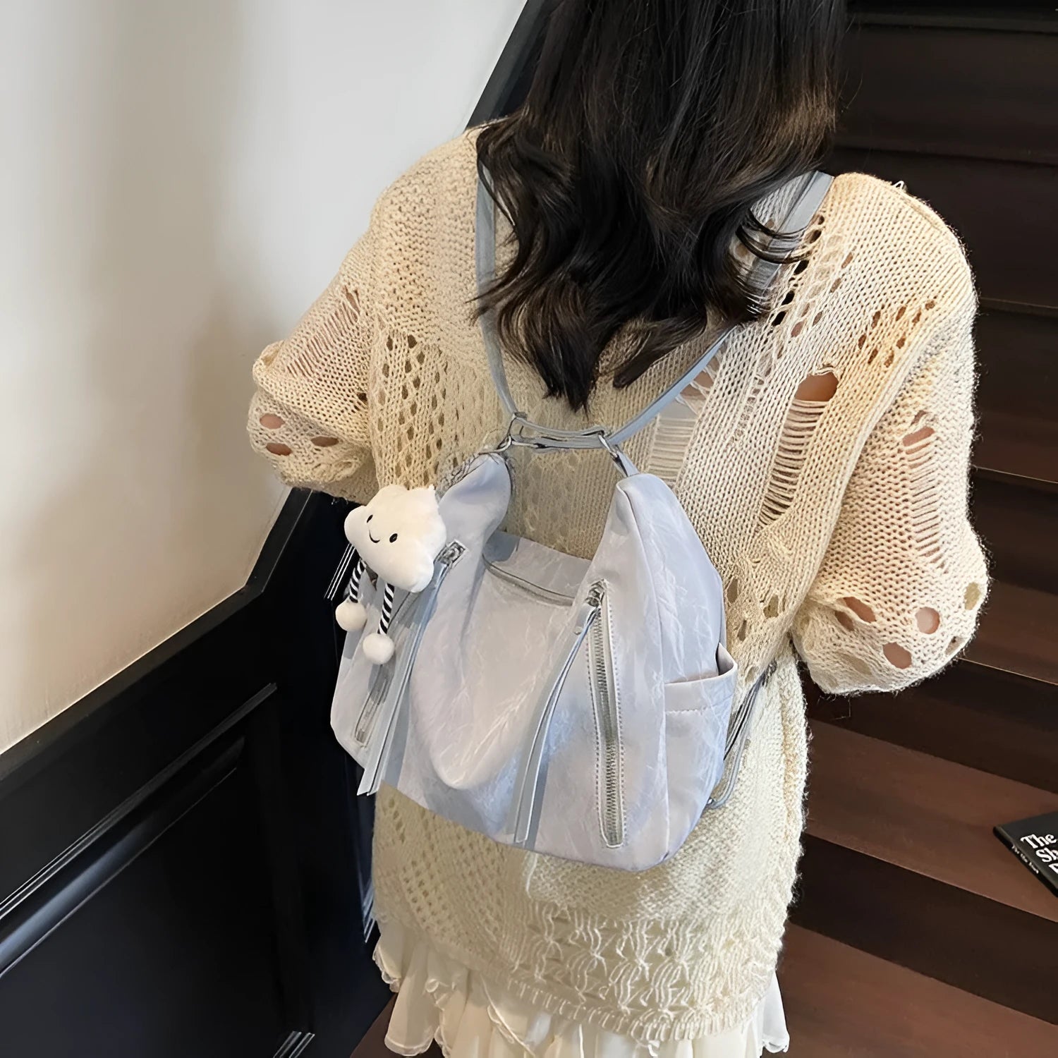 Women's soft PU fashion backpack in multiple colours with decorative pendant accessory