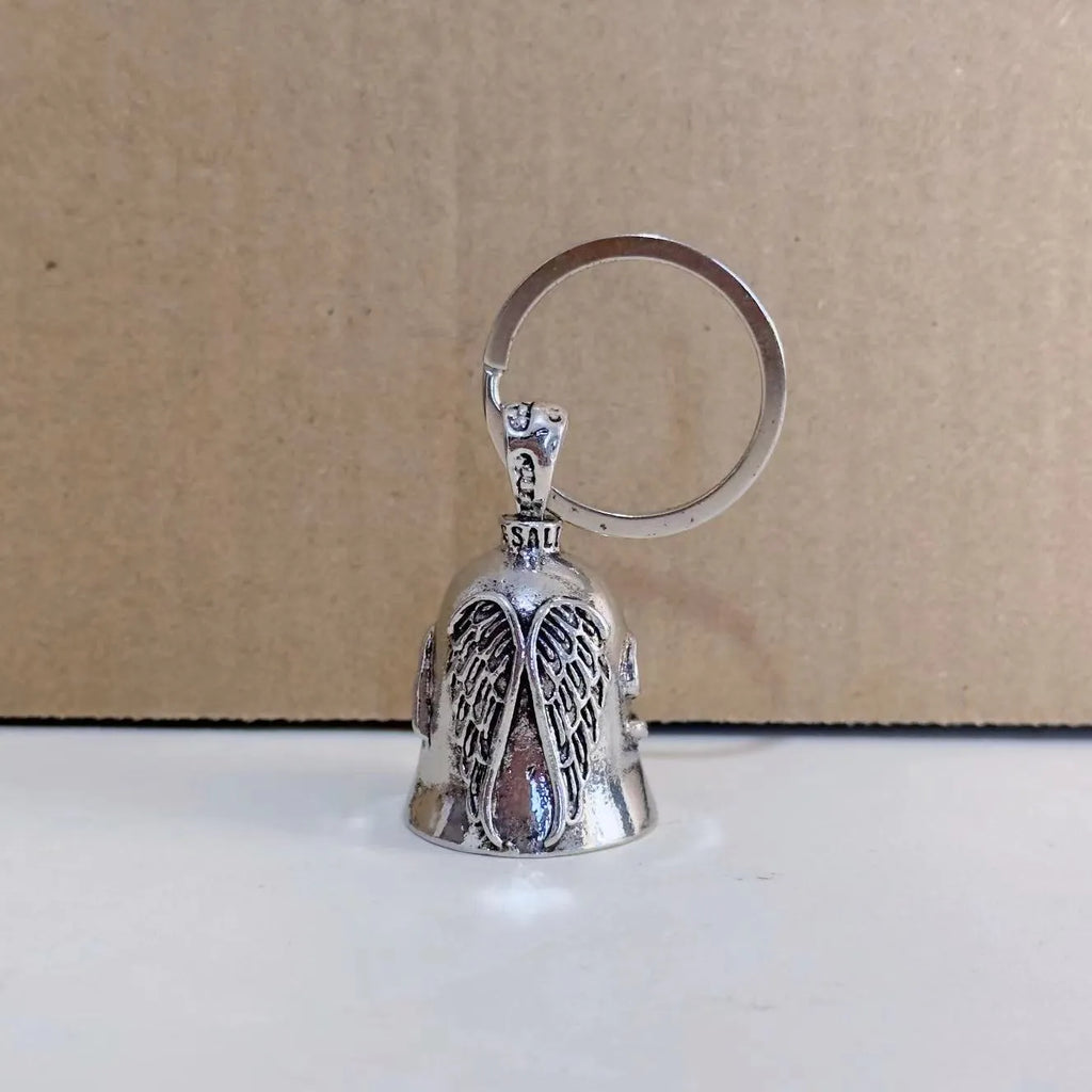 Vintage white angel feather pendant on alloy keychain and necklace.