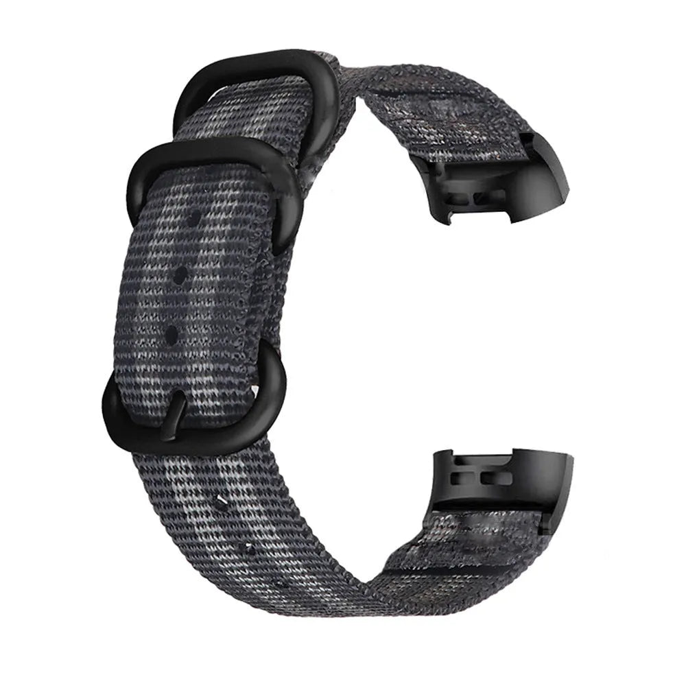 Army Green nylon three-ring buckle replacement strap for Fitbit Charge fitness trackers
