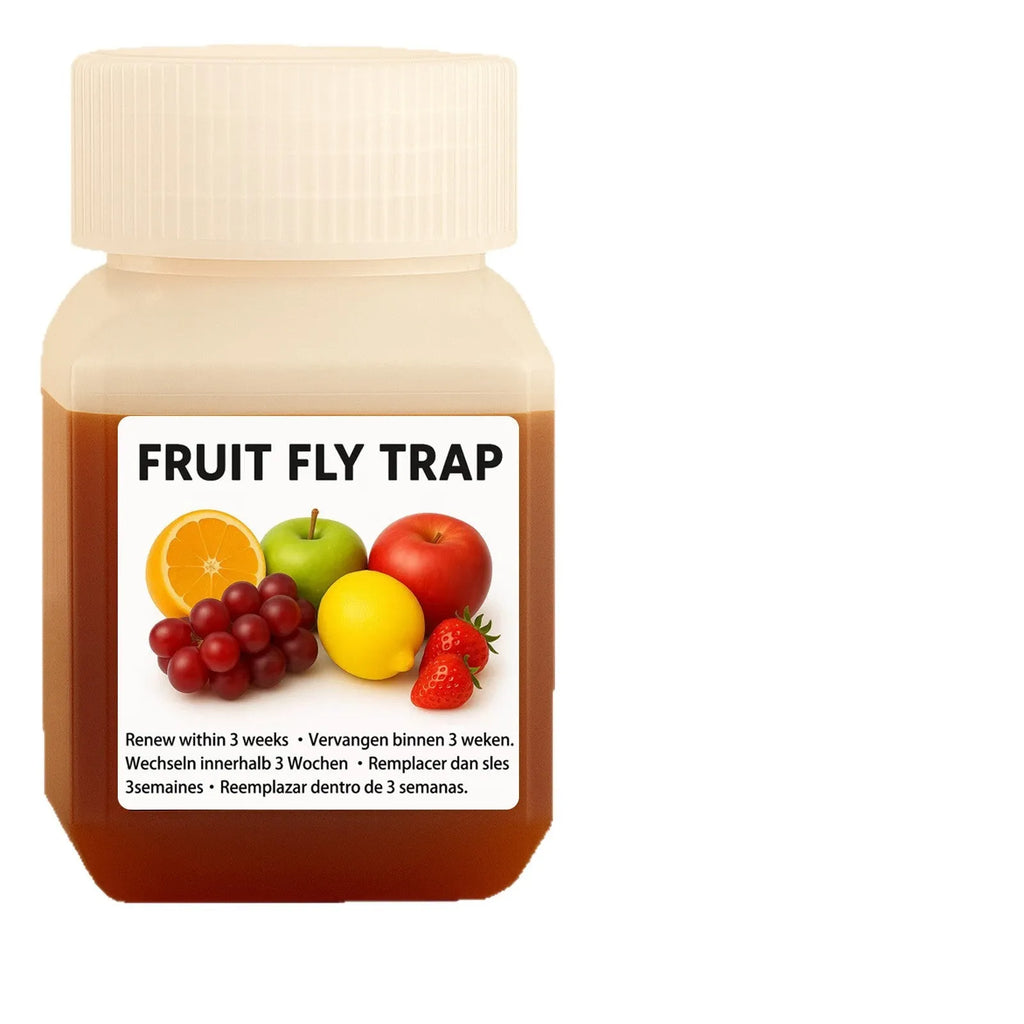 Fruit fly bait liquid bottle with specification options including with and without funnel accessories